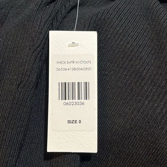 FTF V-Neck Ribbed Knit Cutout Sweater - Picture 10 of 11